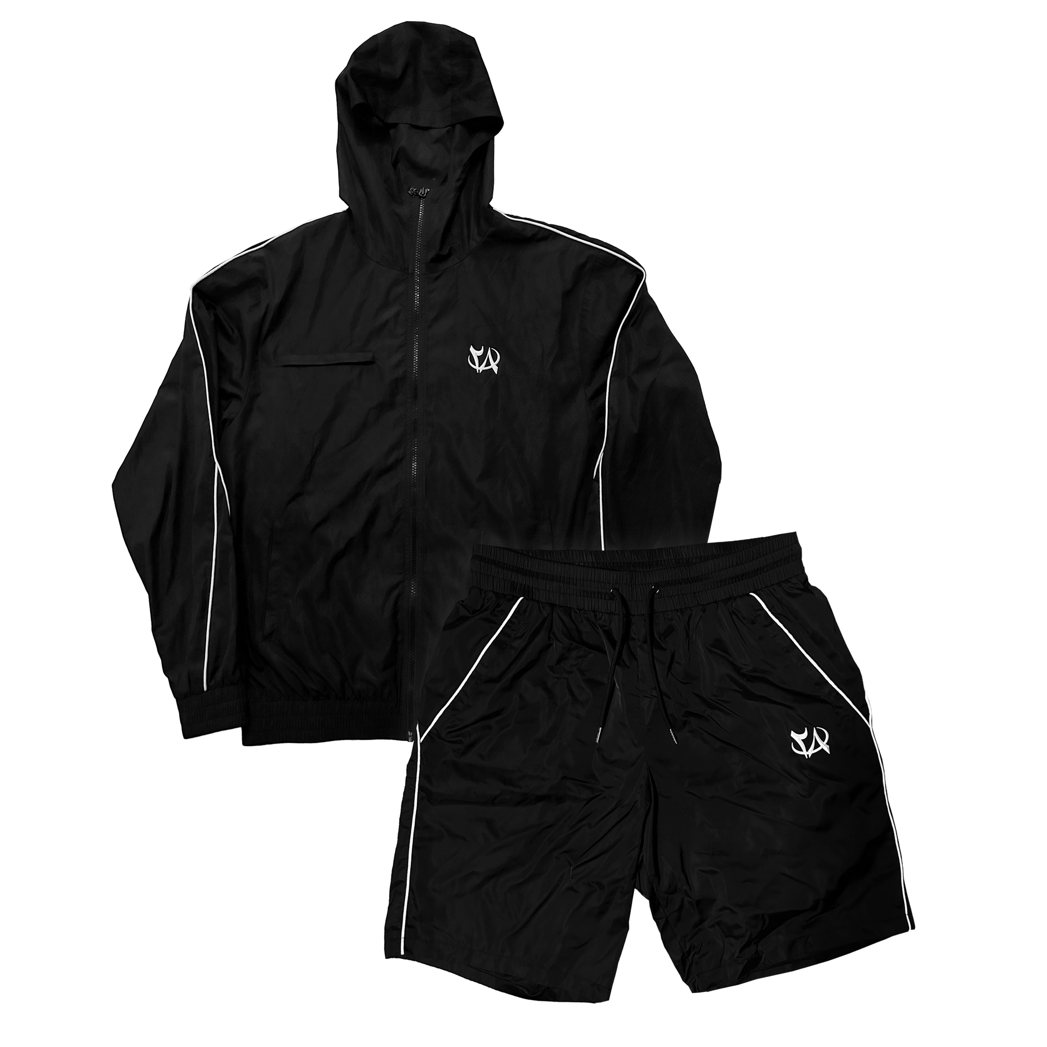 TWN8 WINDBREAKER/SHORT SET - BLACK/WHITE